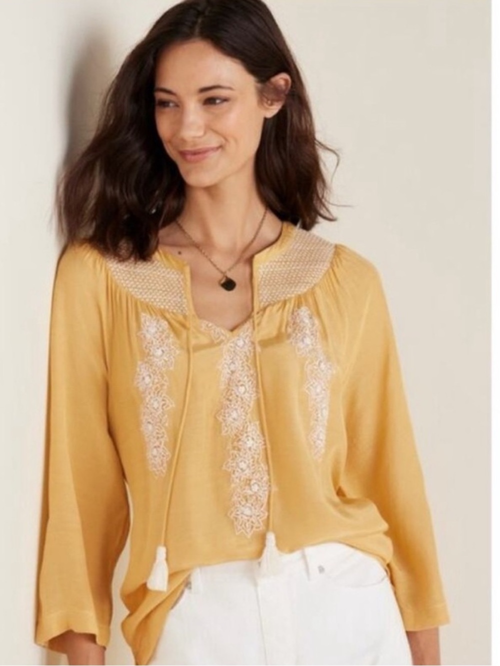 Soft Surroundings Lauralin Embroidered Top Blouse